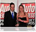 Catherine Kirk, Trade & Consumer Marketing Manager Pirelli UK Tyres Ltd, receives the Auto Express Tyre of the Year Award 2009