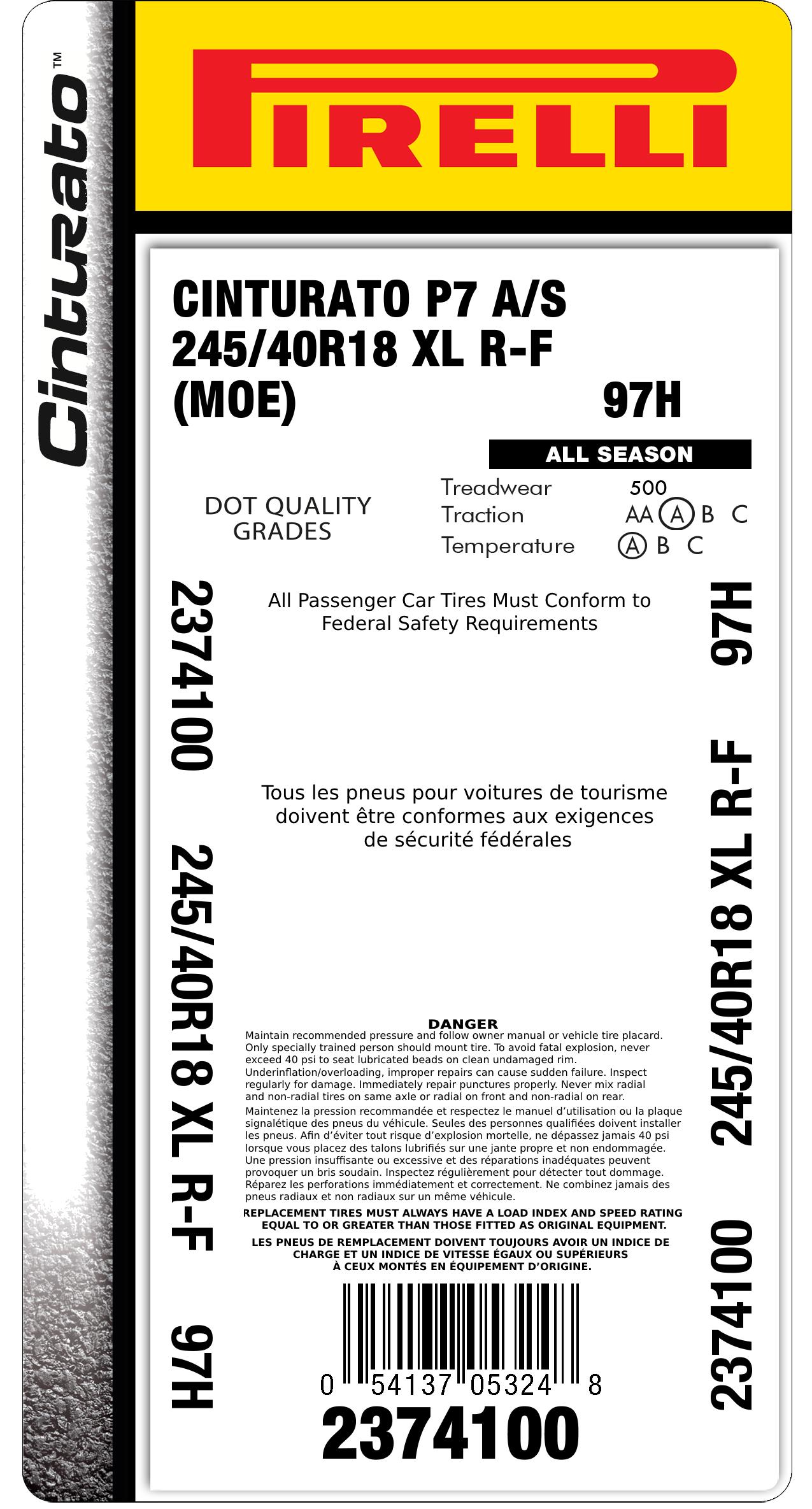 CINTURATO P7™ ALL SEASON 245/40R18 | Pirelli