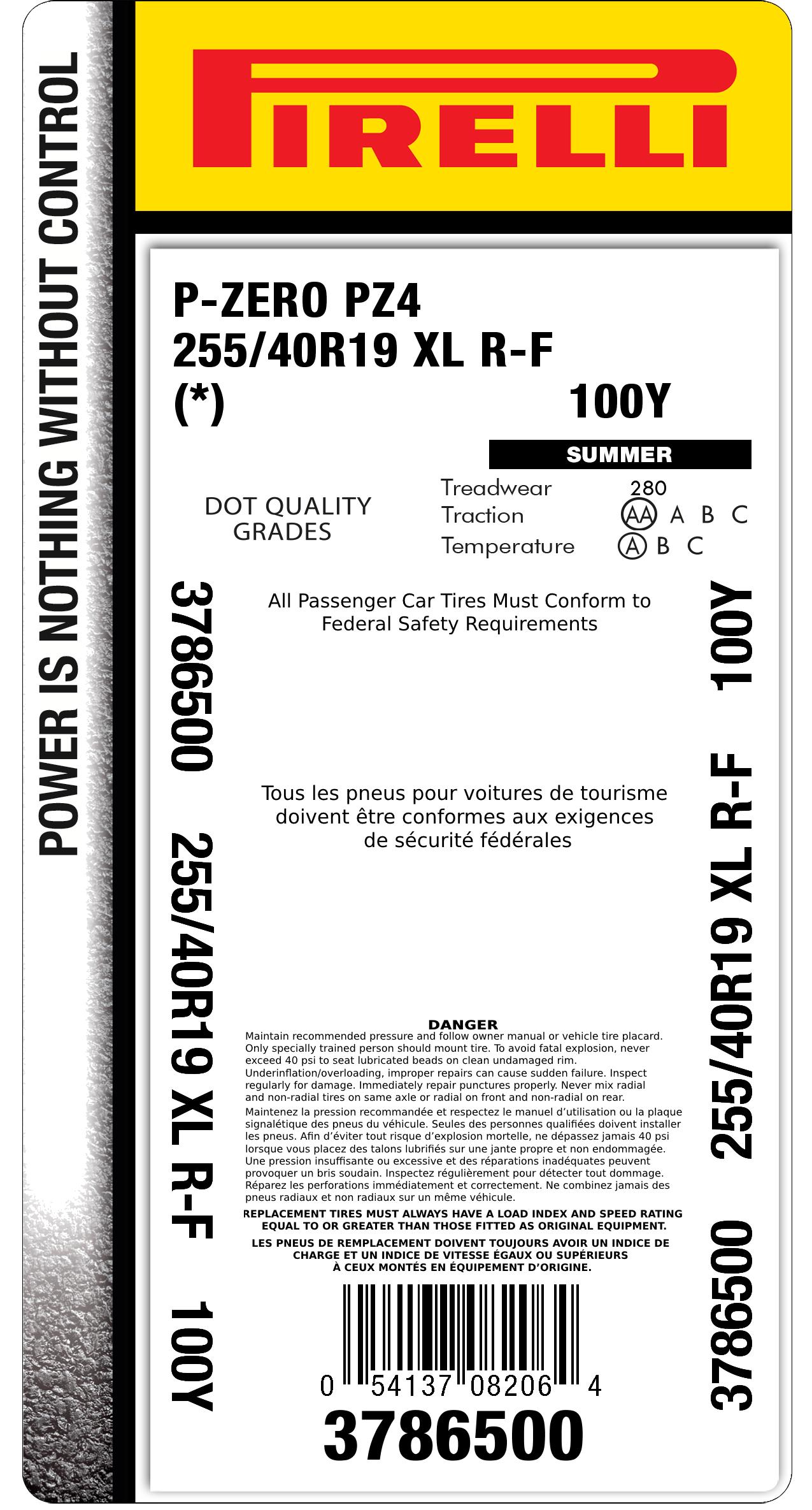 RUN FLAT P ZERO™ (PZ4) 255/40R19 | Pirelli