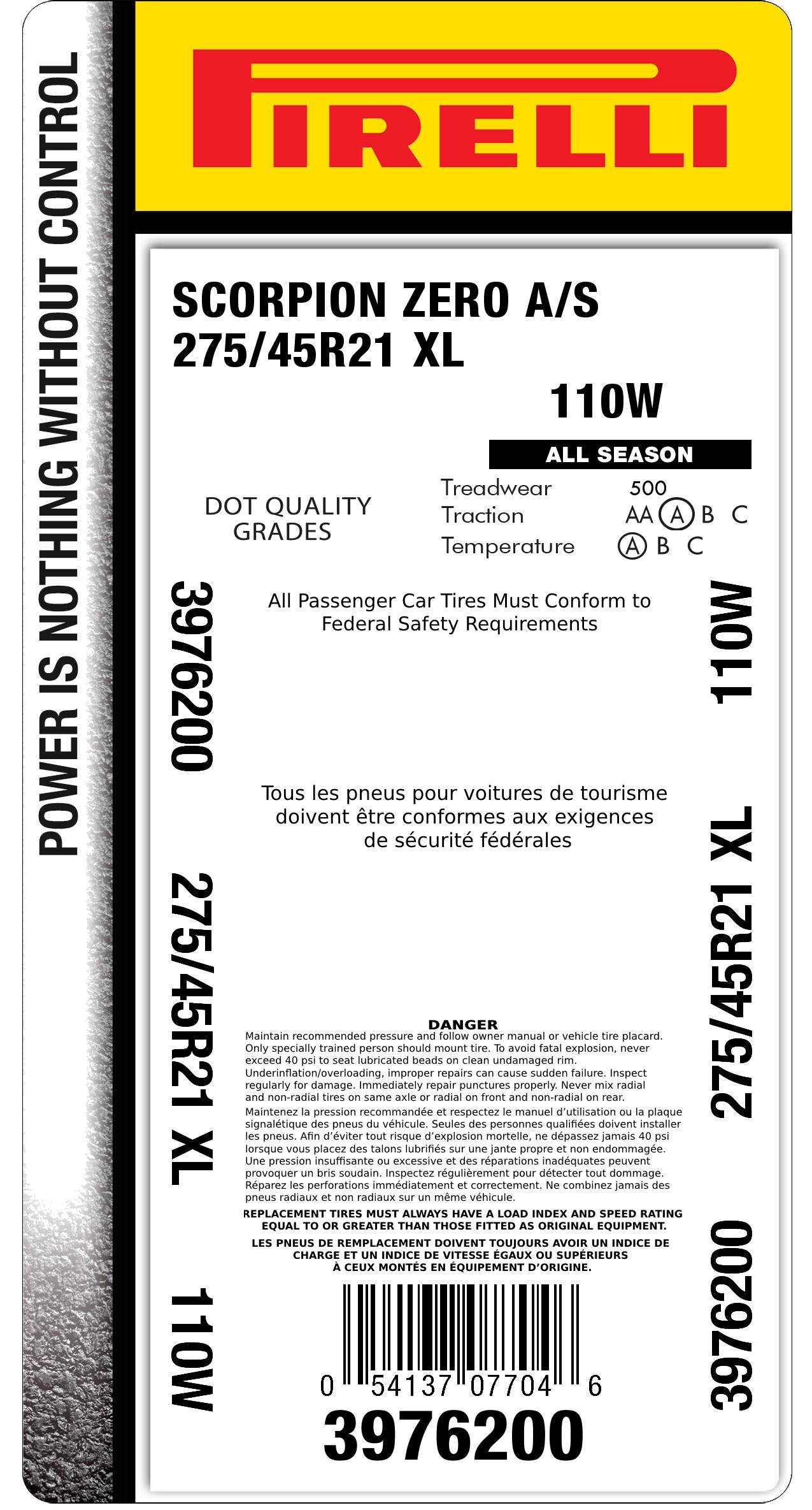 SCORPION™ ZERO ALL SEASON 275/45R21 | Pirelli