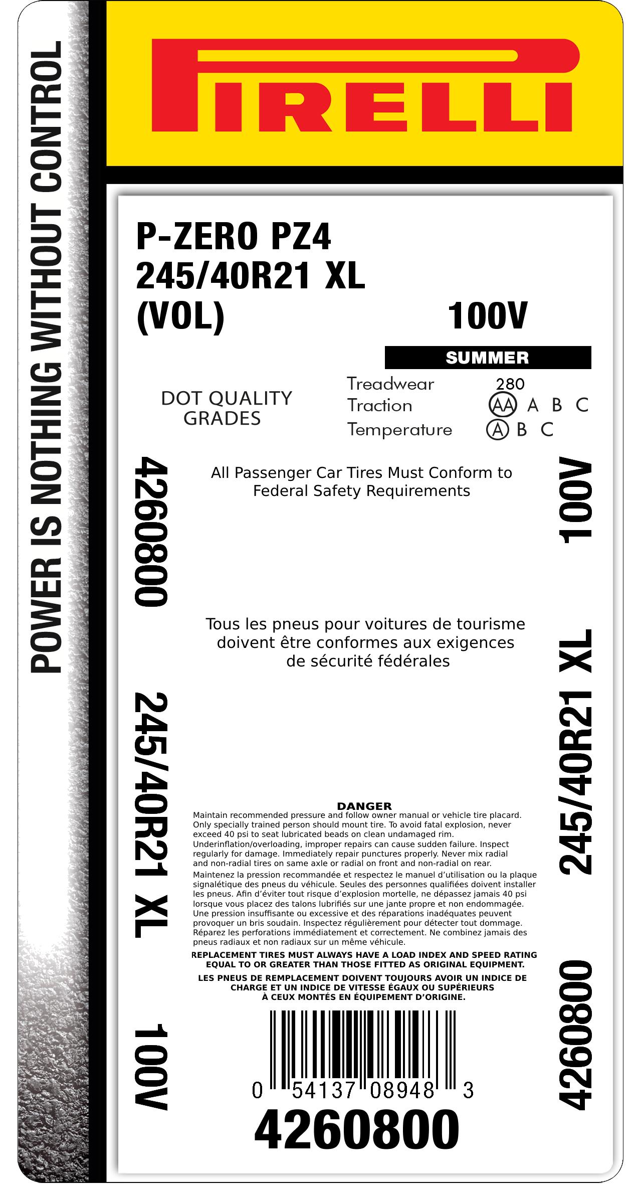 P ZERO™ (PZ4) 245/40R21 | Pirelli
