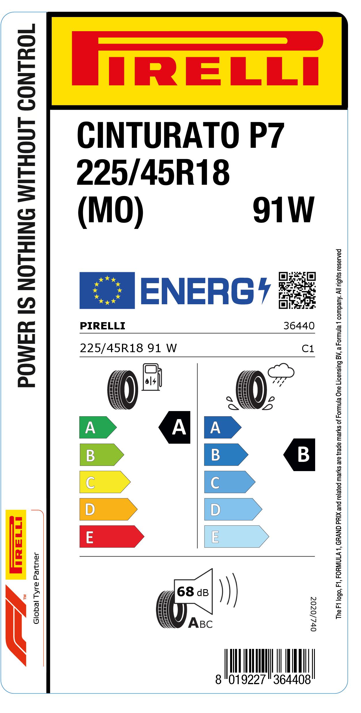 Pneumatico Pirelli P7 Cinturato 225/45 R18 91W - Per Auto, Alta Gamma - Foto 2