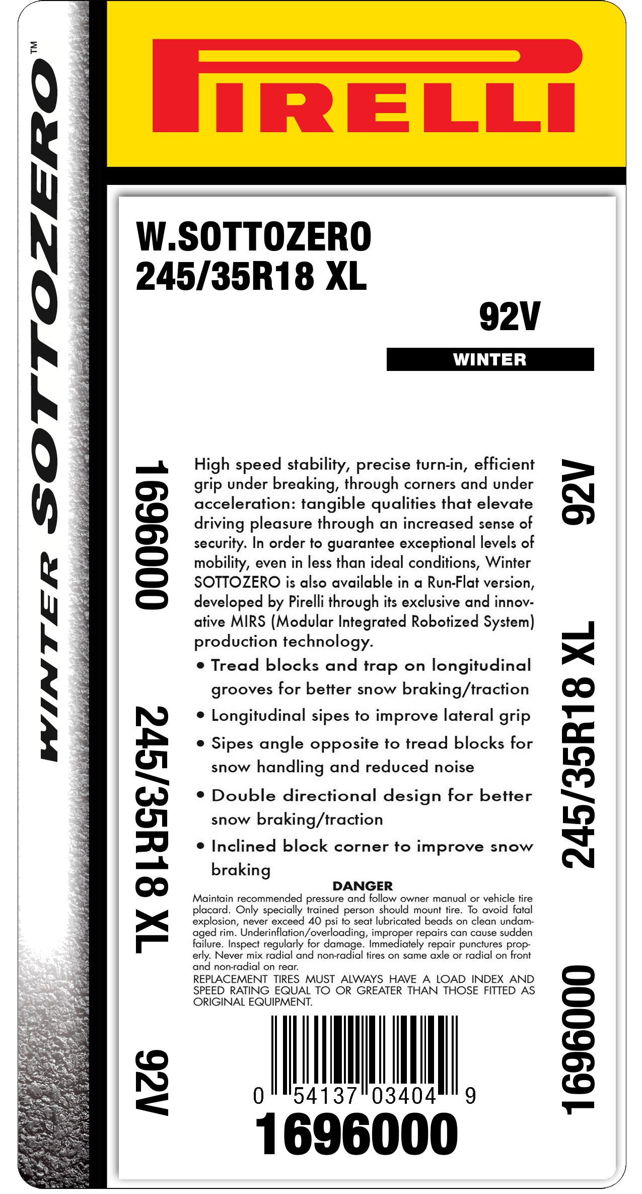 Winter Sottozero™ 245/35R18 92V XL Pirelli 