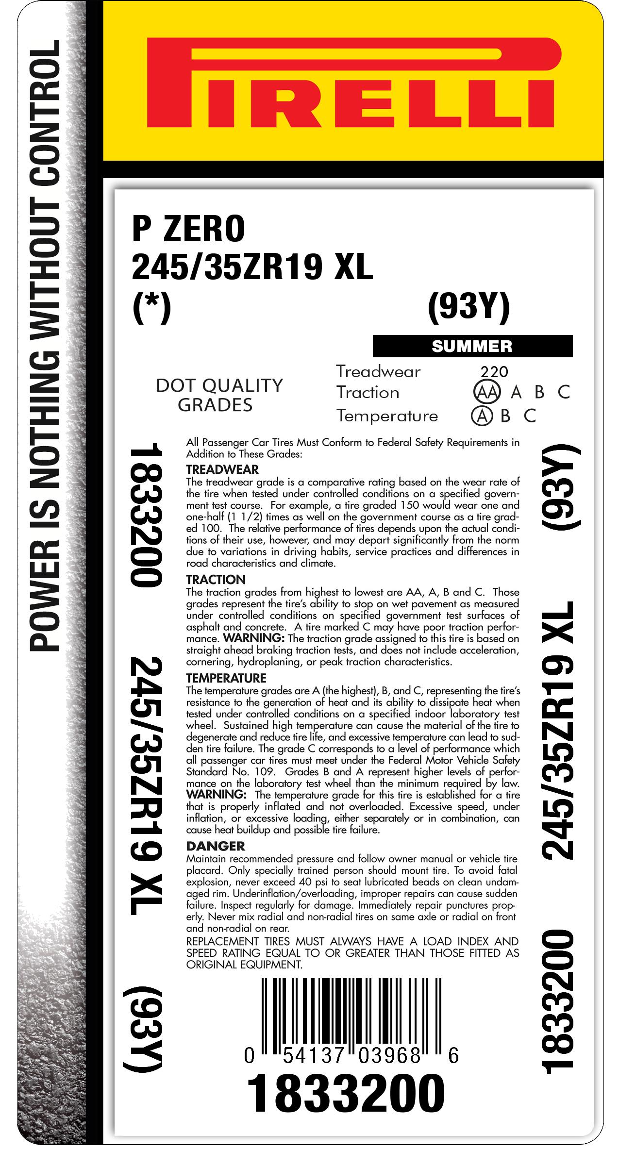 245/35r19 93Y tire | Pirelli