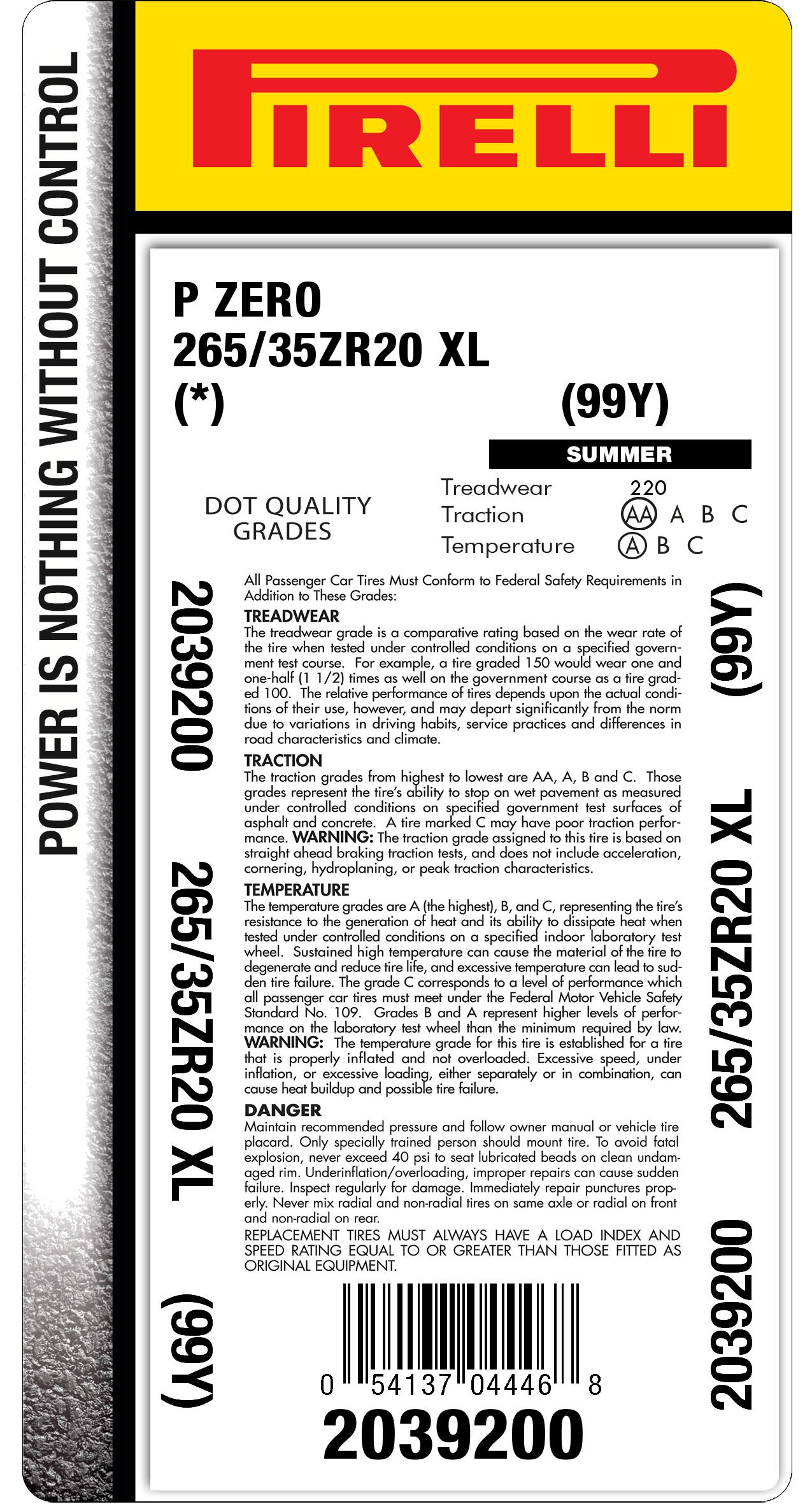 P ZERO™ 265/35R20 99Y XL | Pirelli