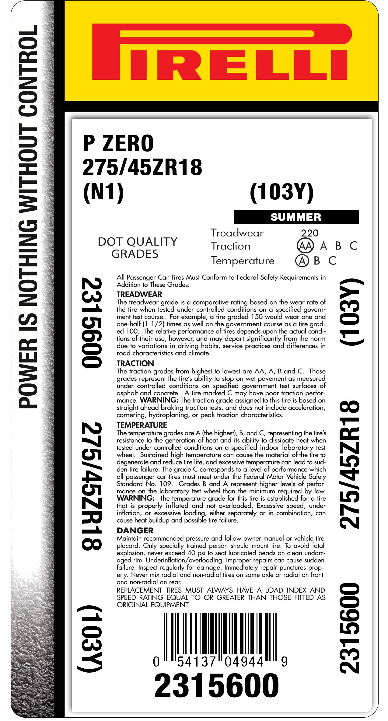 P ZERO™ 275/45R18 | Pirelli