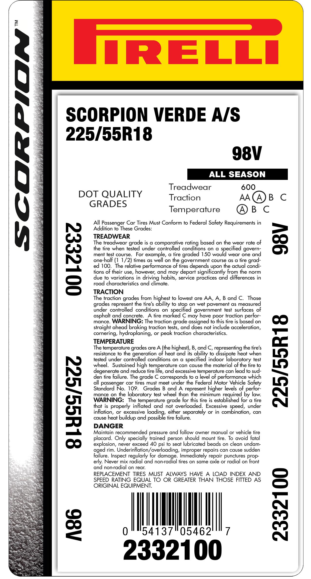 225/55R18 102H tire | Pirelli 225/55R18 102H tire | Pirelli