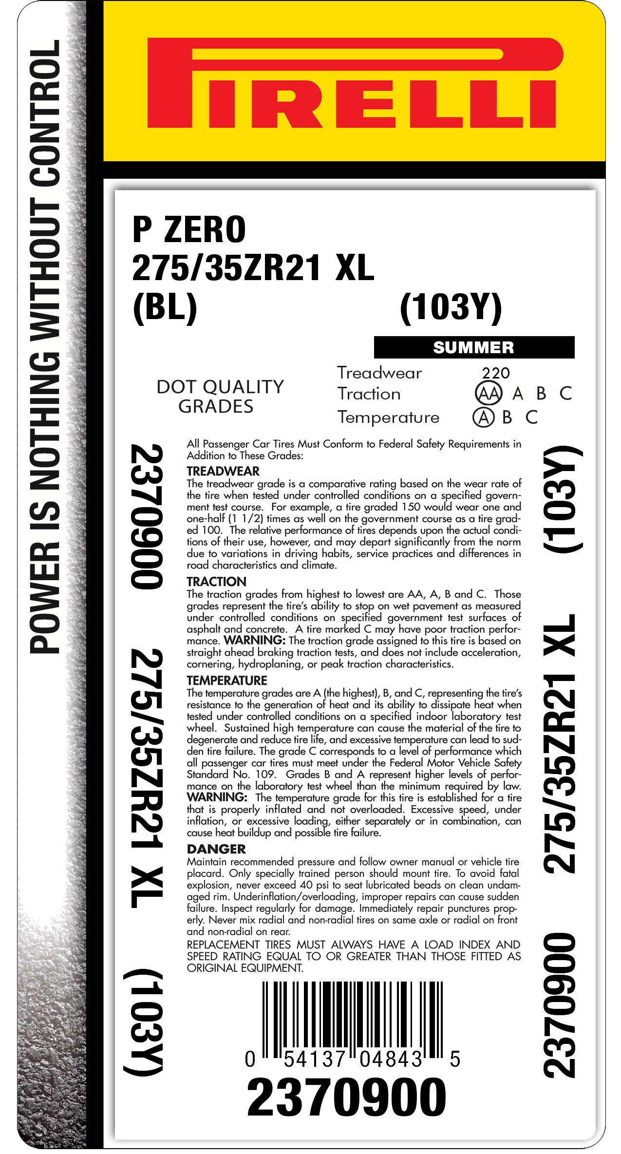 275/35r21 103W tire | Pirelli