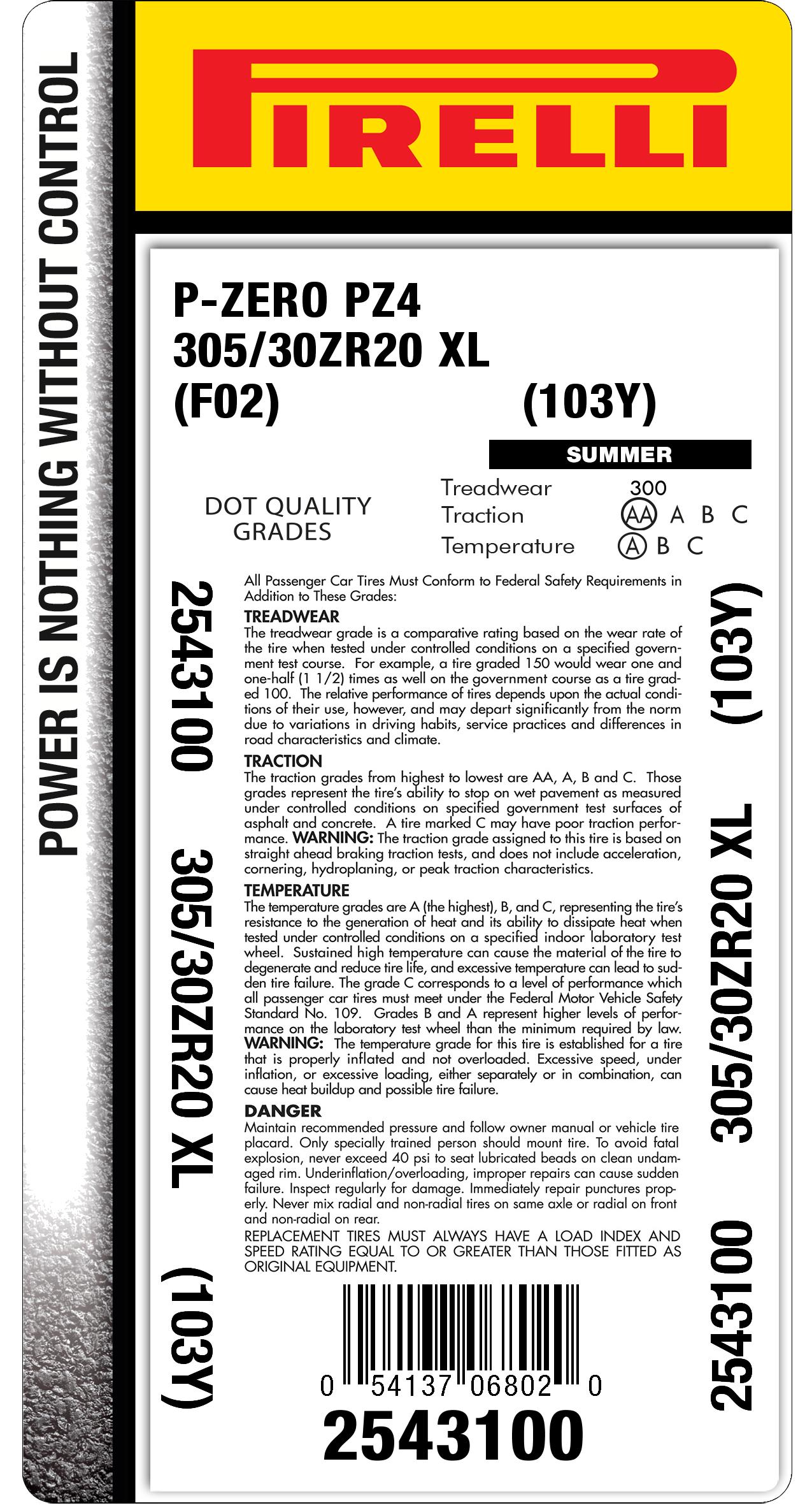 P ZERO™ (PZ4) 305/30R20 (103Y) XL FERRARI | Pirelli