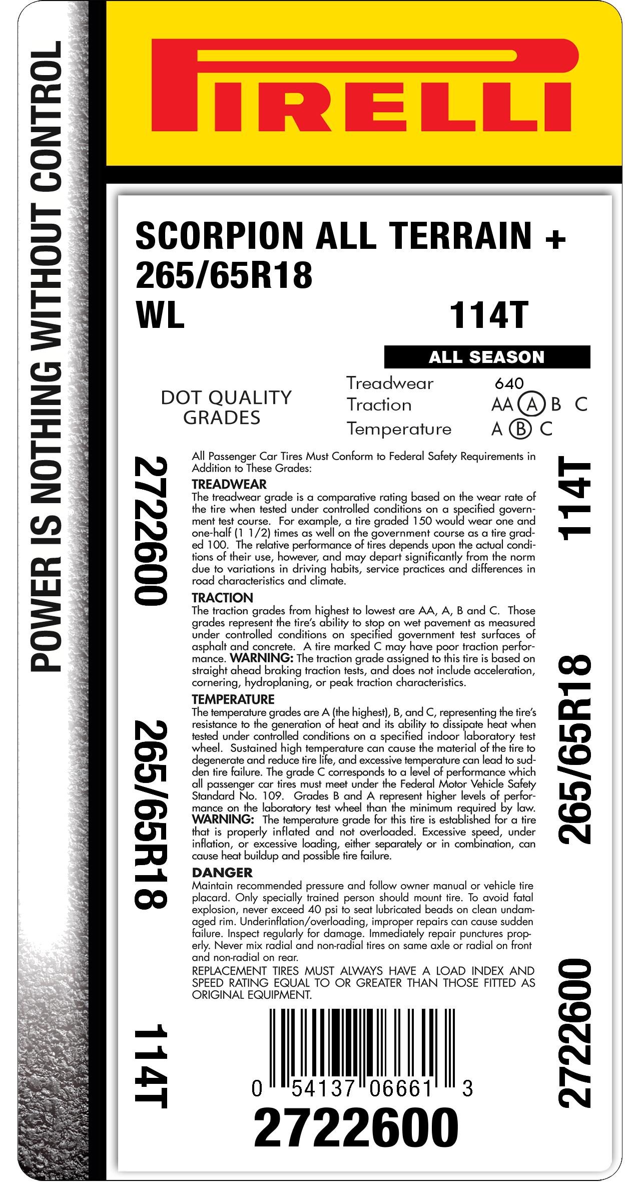 265/65r18 114H tire | Pirelli