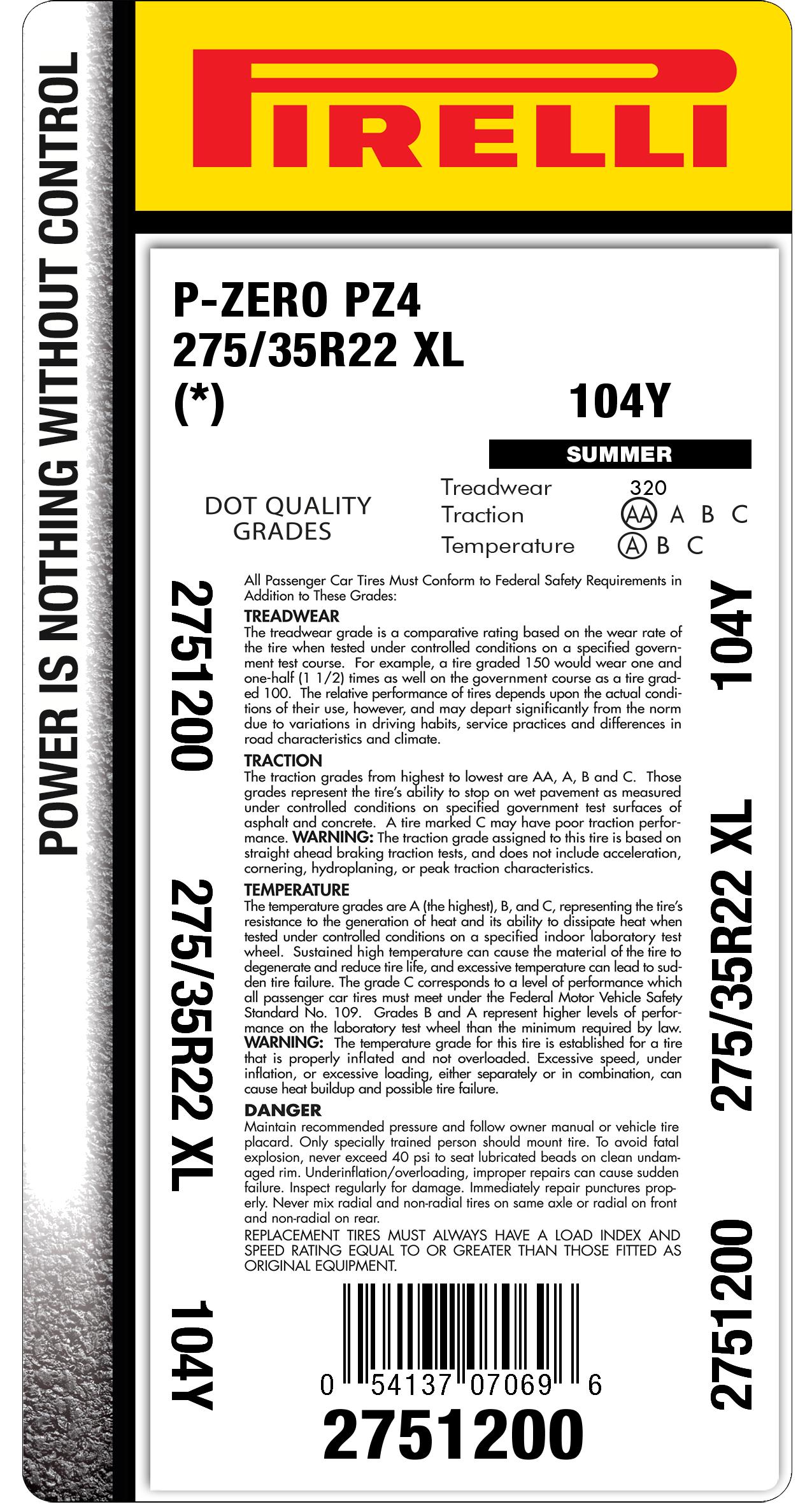 P ZERO™ (PZ4) 275/35R22 | Pirelli