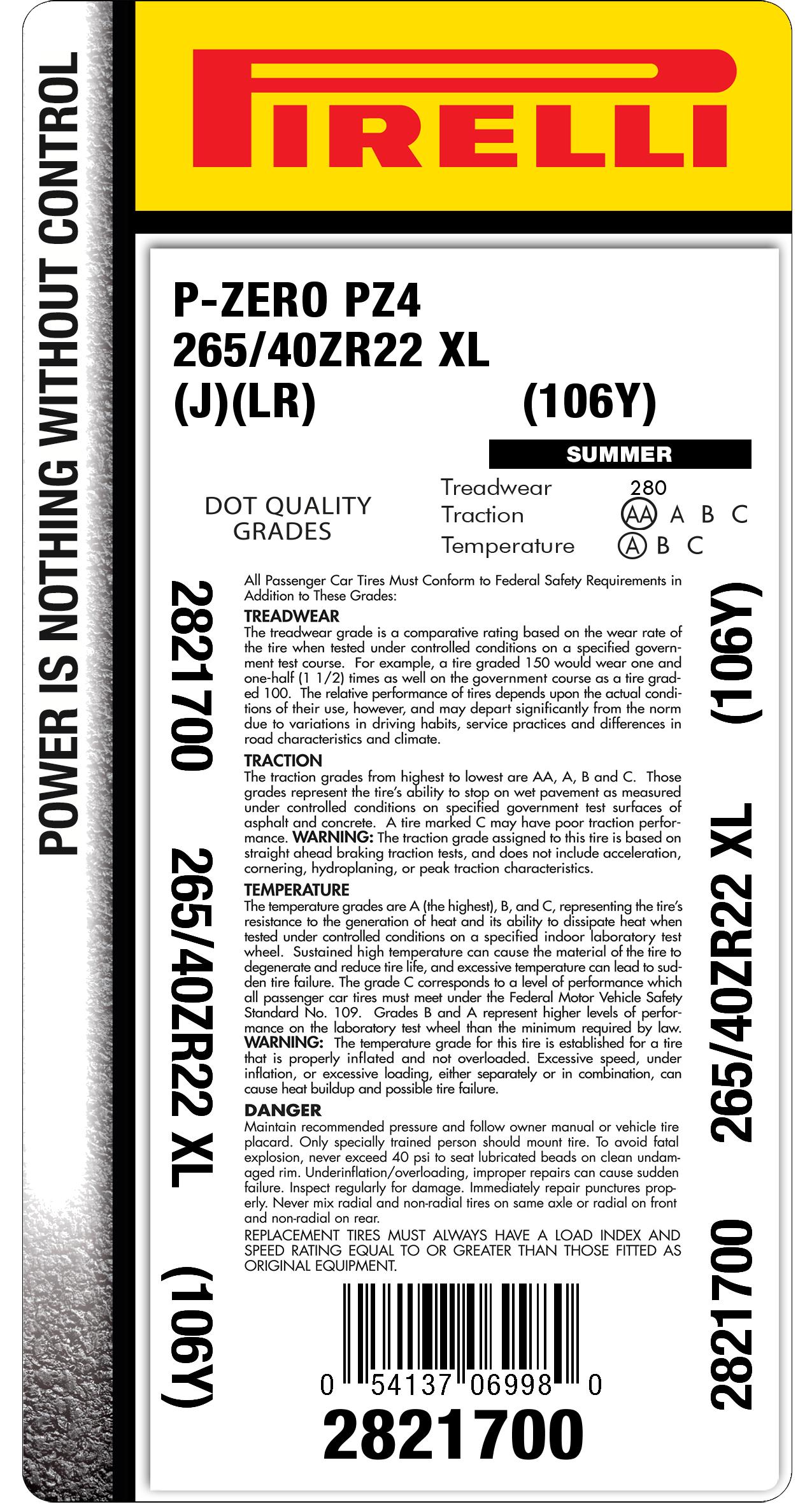 265/40r22 106W tire | Pirelli