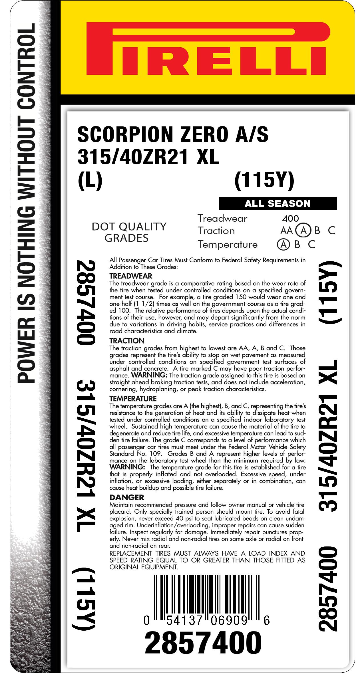 315/40r21 (115Y) tire | Pirelli