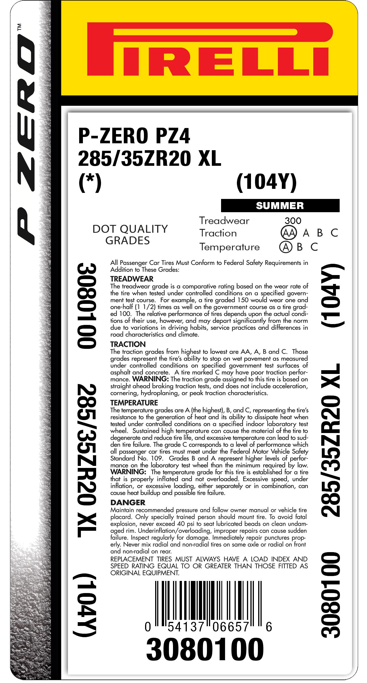 オレリー Amazon.com: Pirelli P Zero (PZ4-Sport) Summer 285/35R21 105Y