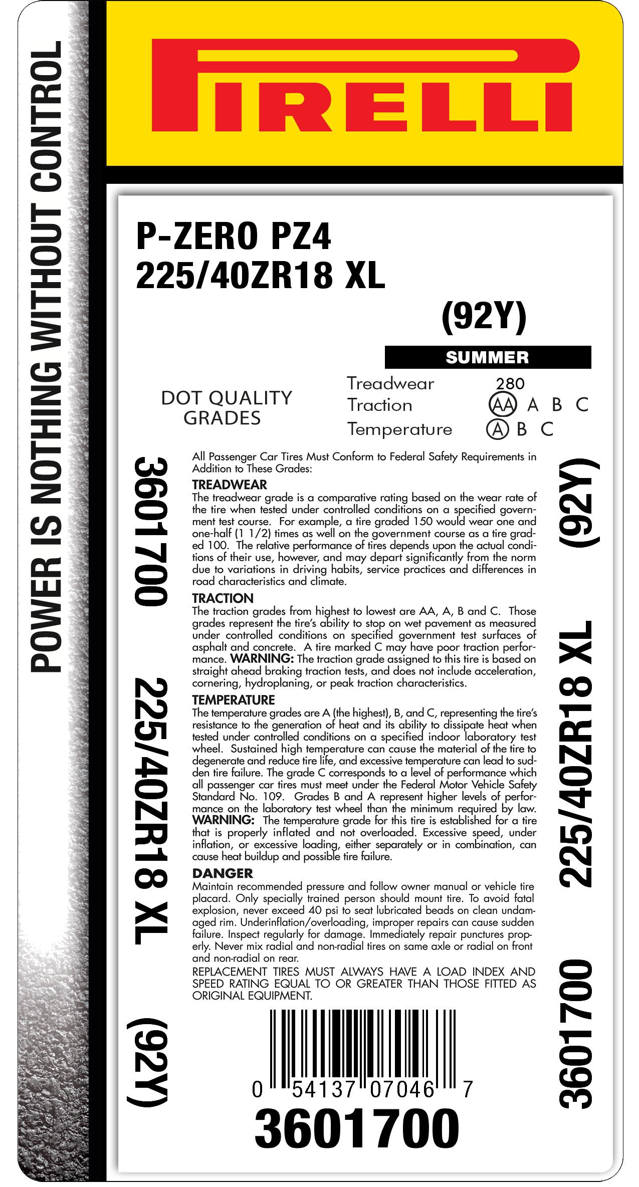 P ZERO™ (PZ4) 225/40R18 | Pirelli