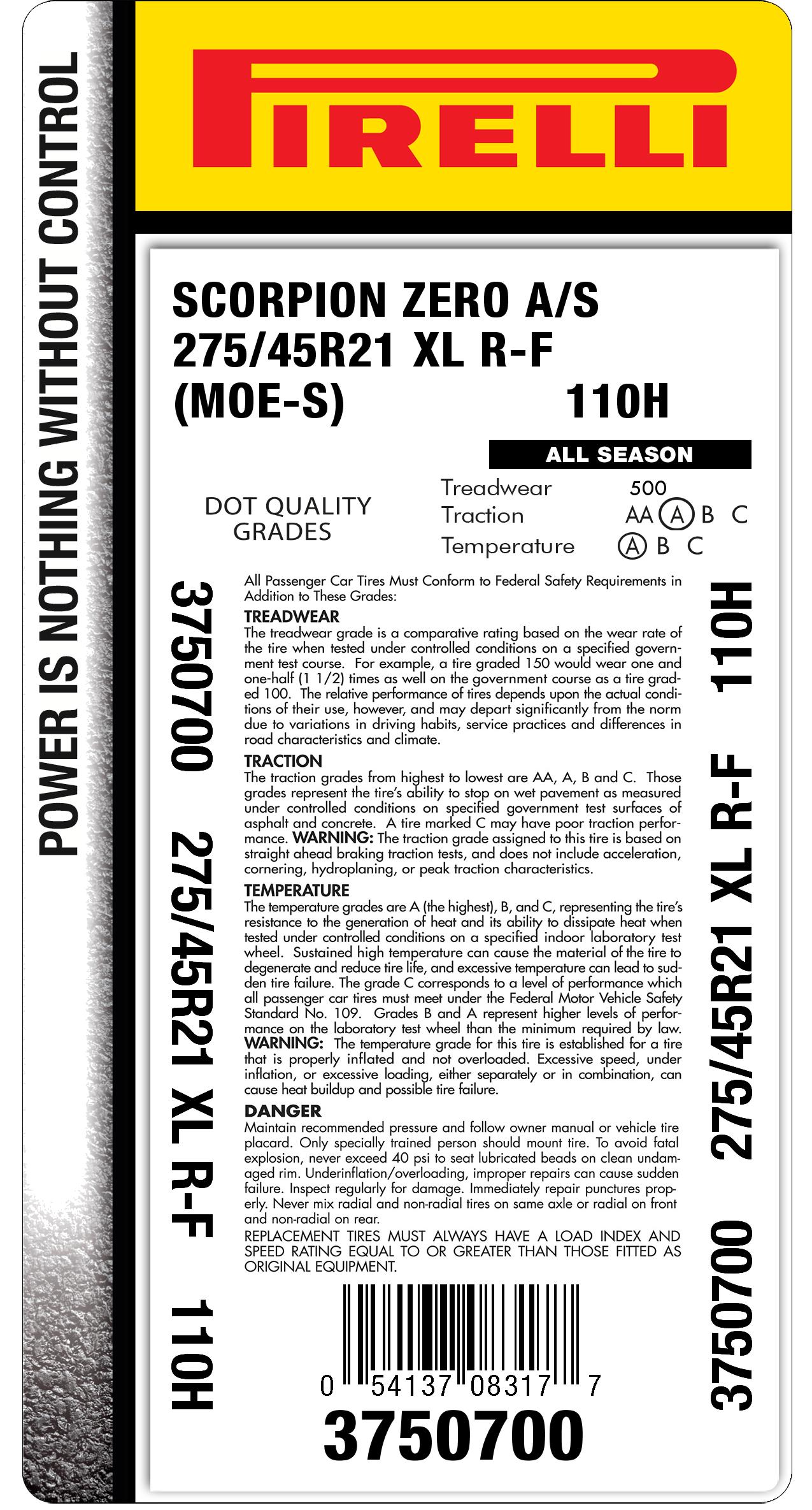SCORPION™ ZERO ALL SEASON 275/45R21 110W XL | Pirelli