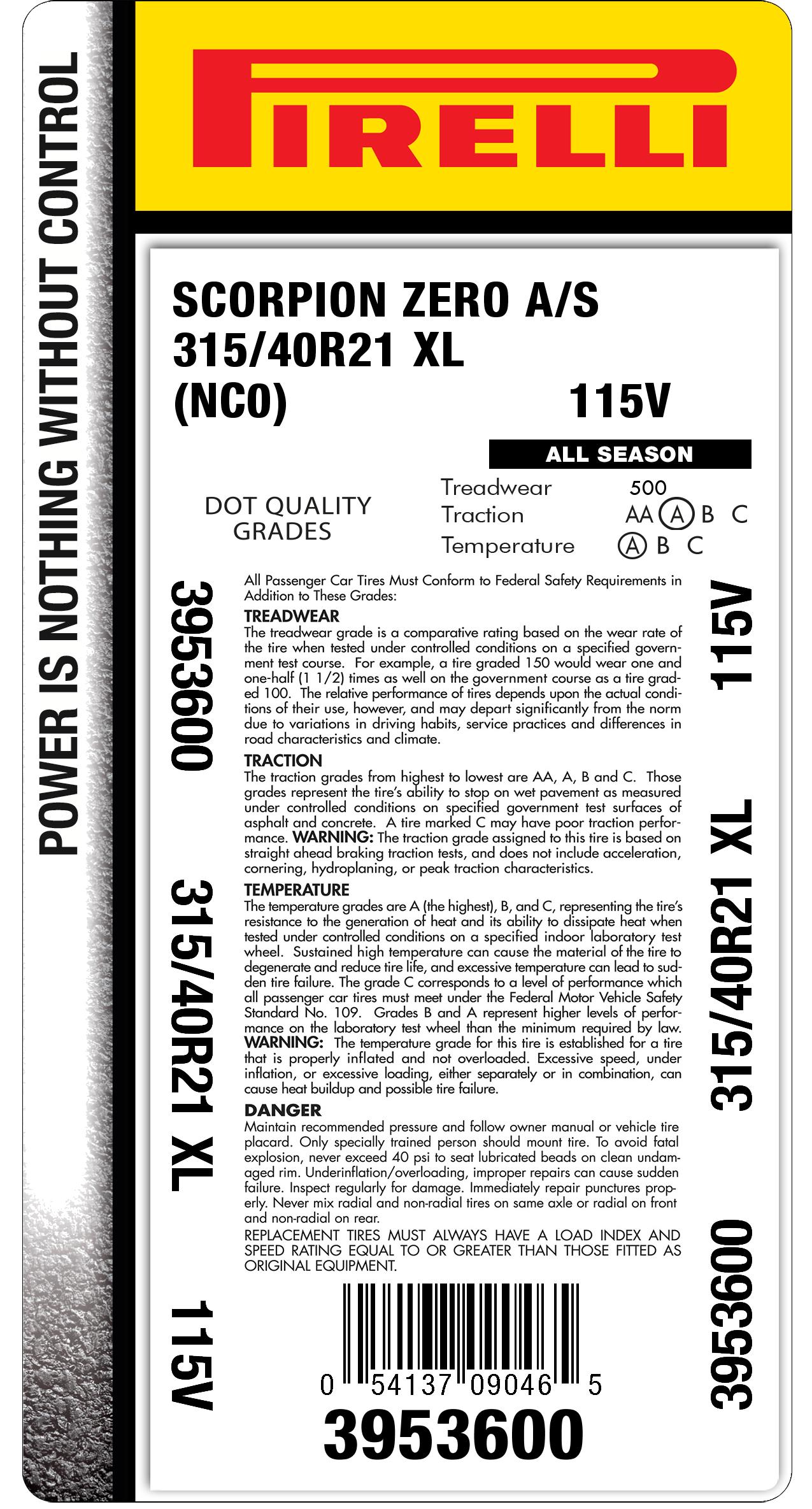 SCORPION™ ZERO ALL SEASON 315/40R21 111H MERCEDES | Pirelli