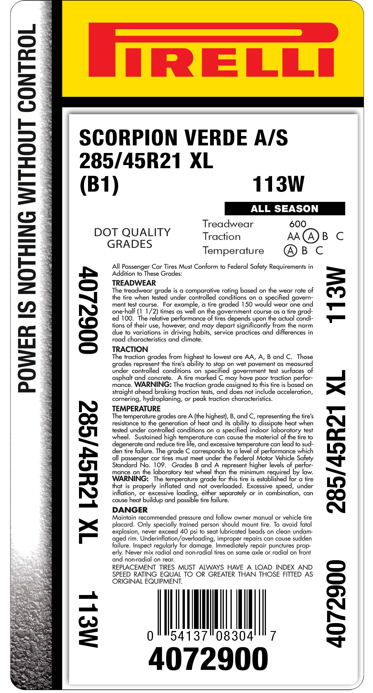 285/45r21 113W tire | Pirelli