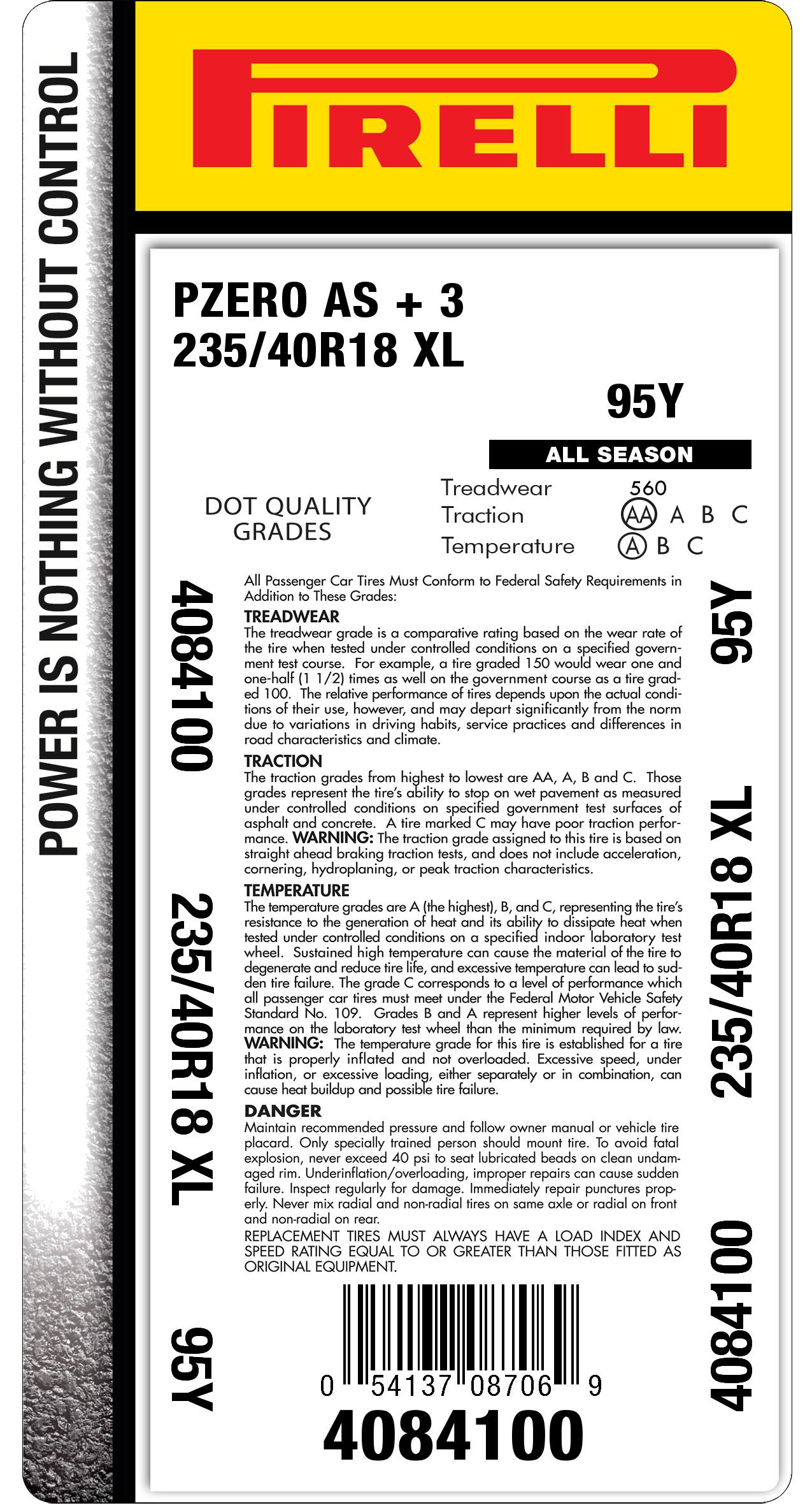 P ZERO™ AS PLUS 3 235/40R18 95Y XL | Pirelli