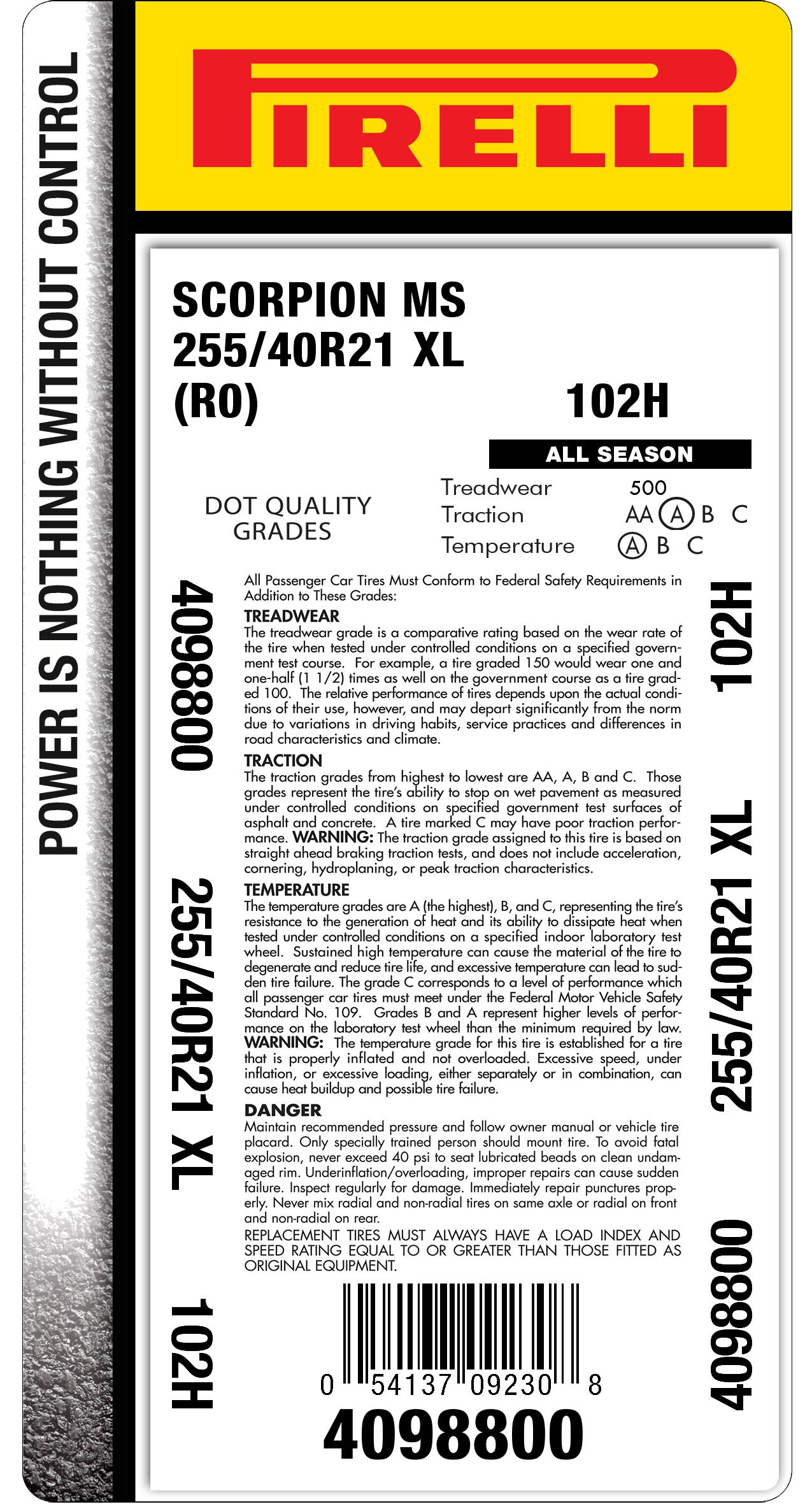 255/40r21 PNCS™ tire | Pirelli