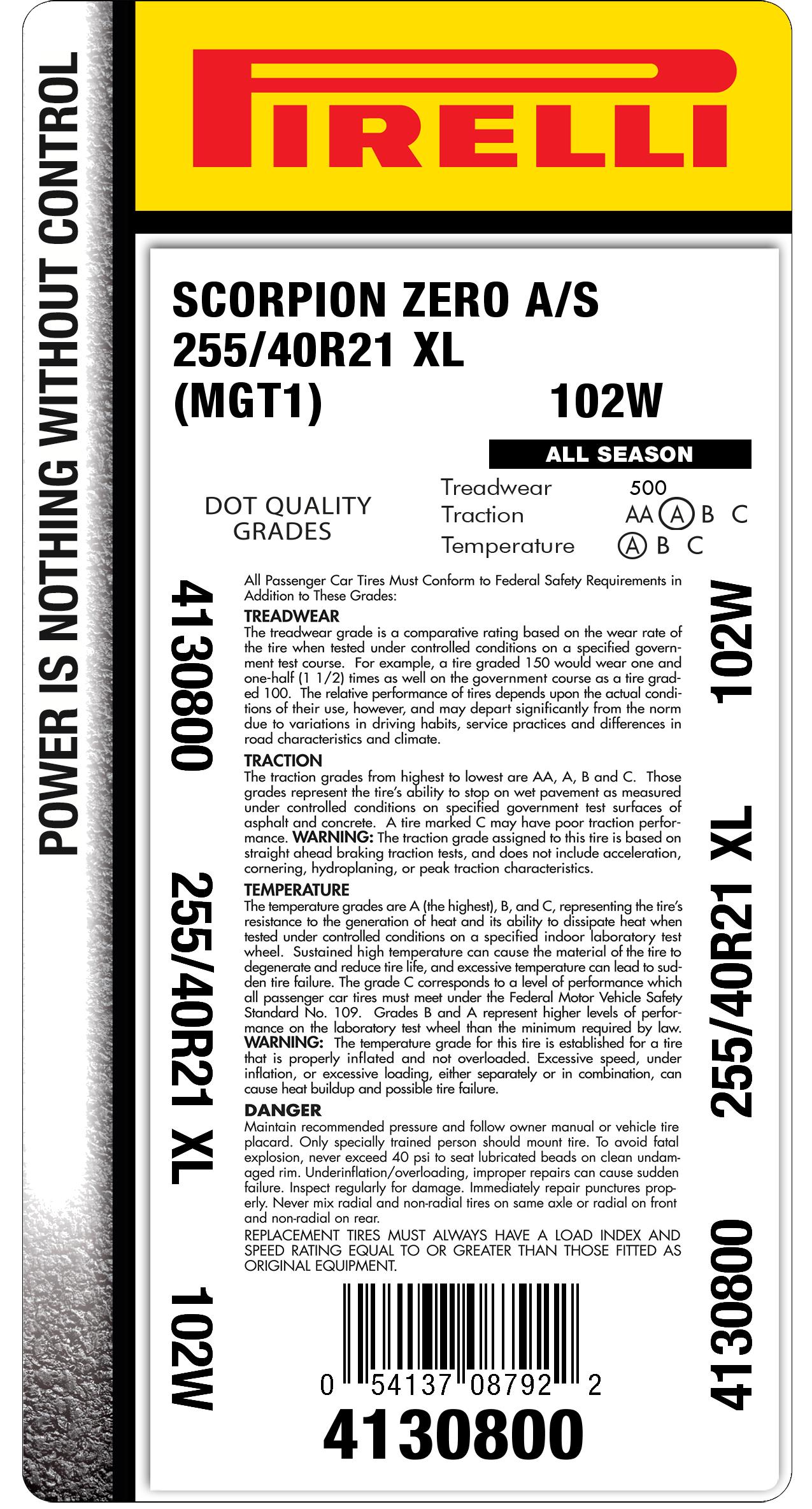 SCORPION™ ZERO ALL SEASON 255/40R21 102V XL VOLVO PNCS | Pirelli