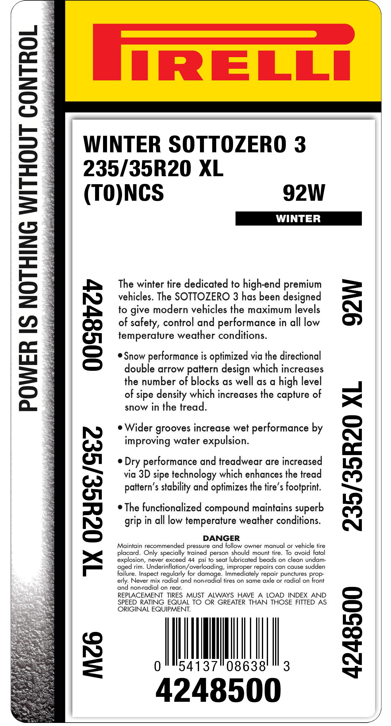 WINTER SOTTOZERO™ 3 235/35R20 92W XL | Pirelli