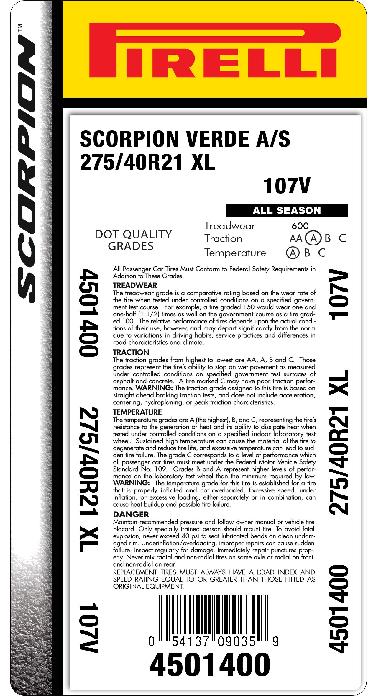 275/40r21 107V tire | Pirelli