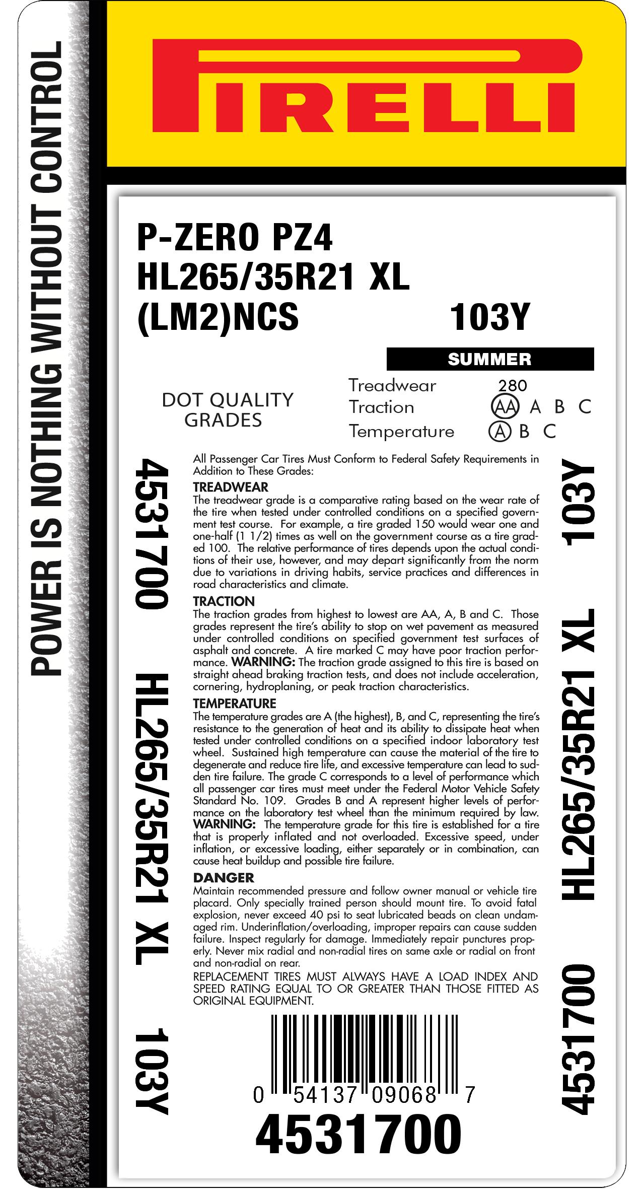 P3 クリアタグ 265/35r21 101Y tire | Pirelli