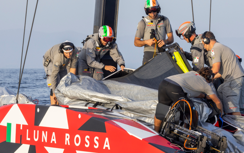 Luna Rossa team working together on board the caravel.